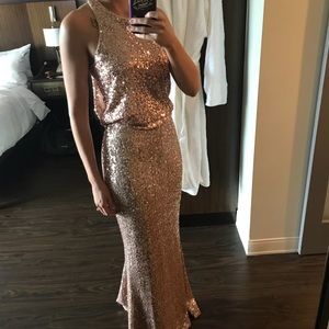 Rose gold sequin 2 piece formal dress